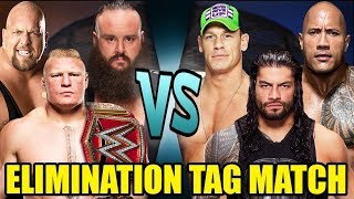 John Cena The Rock and Roman Reigns vs Lesnar Big Show and Strowman Elimination Tag [upl. by Enilesoj399]