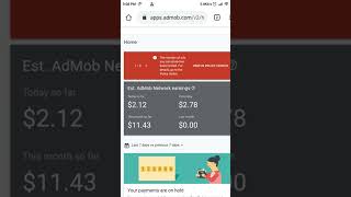 Admob ads limit  Admob Application and Games earning  shorts earning admob trending [upl. by Naejamron862]