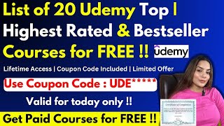 List of 20 Free Udemy Certification Courses  Udemy Top Rated Courses  100 off Coupon Code [upl. by Jecoa380]