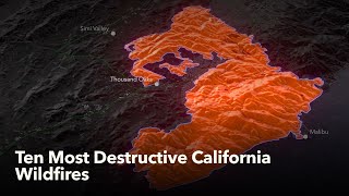 Animated Maps Ten Most Destructive California Wildfires [upl. by Salli]