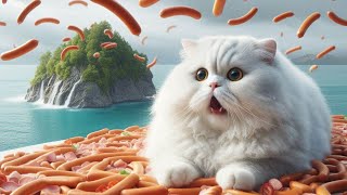 Cat and Sausages Island cute cat ai cutecat sad catmemes story big catcute aicat [upl. by Anaoj]