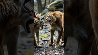 🤯 Wolf Pack vs Mountain Lion Puma facts predatoranimals shorts [upl. by Enyamart]