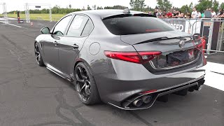 Alfa Romeo Giulia Quadrifoglio 29 V6 with RAGAZZON EXHAUST Drag Racing Accelerations Sound [upl. by Seed]