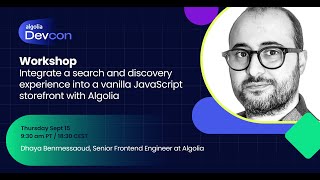 Integrate a search experience into a vanilla JavaScript storefront with Algolia  Dhaya Benmessaoud [upl. by Tasiana275]