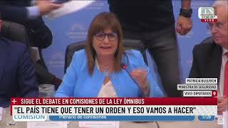 Debate en diputados por la Ley Ómnibus cruces entre Bullrich y diputados Kirchneristas [upl. by Nosac]