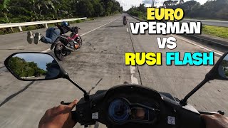 RUSI FLASH 150X vs EURO VPERMAN 150 STOCK TO STOCK ANG LABANAN [upl. by Tini]