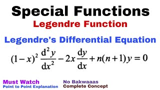 28 Legendre Function  Legendres Differential Equation  Complete Concept [upl. by Yann748]