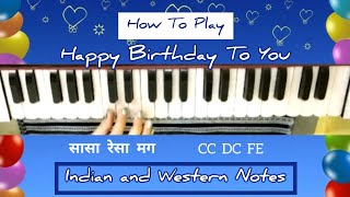 Learn Happy Birthday Song on HarmoniumPiano with Notation  Indian and Western Notes shorts [upl. by Enilrahc]