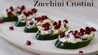 Meat On The Side  Zucchini Crostini with Pomegranate Goat Cheese Spread [upl. by Notanhoj62]