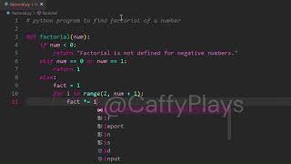 Python Program to find Factorial of a number [upl. by Urdna]