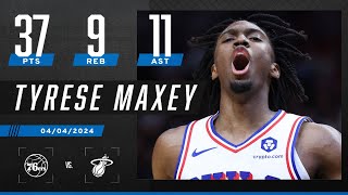 Tyrese Maxey drops a NEAR TRIPLEDOUBLE in Sixers win 🔥  NBA on ESPN [upl. by Atiran]