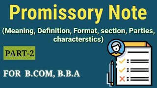 Promissory note वचन पत्र Meaning Definition characteristics format of promissory note PART2 [upl. by Prentice]