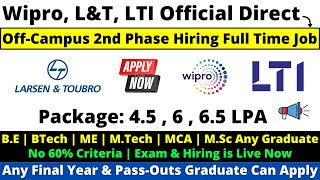 Wipro  LampT  LTI Again Started OFF CAMPUS OFFICIAL HIRING 2022  2021  2020 BATCH  65 LPA Salary [upl. by Boylan469]