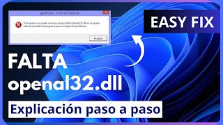 El programa no puede iniciarse porque falta openal32dll en el equipo SOLUCIÓN 2024 [upl. by Enyalb]