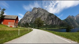 FJORDS NORWAY  Driving along Lake Eikesdalsvatnet [upl. by Bowler783]