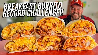 Cheesy Breakfast Burrito Man vs Food Challenge Record [upl. by Attenehs]