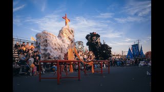 Qing Fong Dragon amp Lion Dance  Cabramatta Moon Festival 2024  Double Table Routine [upl. by Assinna]