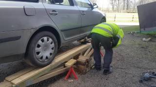 Car service ramp homemade from wood part 2 [upl. by Fara473]