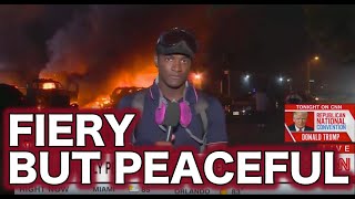 CNN Claims Kenosha Protests Are ‘Fiery But Mostly Peaceful’ As City Burns Behind Reporter [upl. by Witkin]