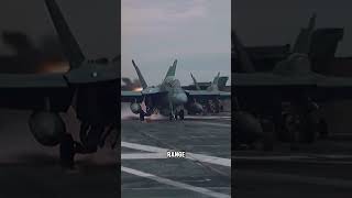 Dozens of US F18 Super Hornet fighter jets in action above the aircraft carrier shorts [upl. by Nniuq]