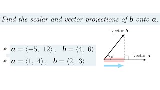 평면벡터의 스칼라사영 벡터사영 구하기Cal1203 Dot Product Scalarprojection comp Vectorprojection proj [upl. by Annaoy]