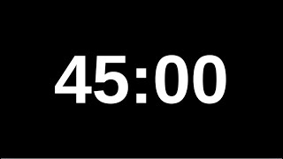 45 Minute Silent Timer Countdown Clock Black amp White Screen Video No Sound [upl. by Nehepts]