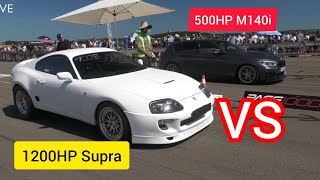 INSANE 1200HP 2JZ Supra Gets OWNED By 500HP M140i At The Half Mile [upl. by Petrine]