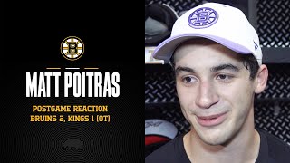 Poitras Reacts After Returning to Lineup vs Kings [upl. by Oidualc]