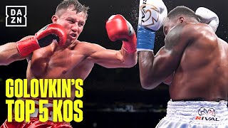 Gennadiy quotGGGquot Golovkins Top 5 KNOCKOUTS [upl. by Idnam]