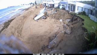 Collaroy Beach  temporary seawall  18 June 2016 [upl. by Yelekalb354]