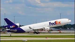 EPIC PLANESPOTTING INDIANAPOLIS INTERNATIONAL AIRPORT 4K HEAVY CARGO TAKEOFFS [upl. by Sivrat]