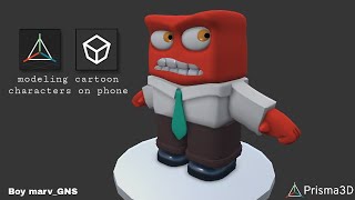 Modeling cartoon characters on phone 3  with Prisma 3d and 3d Modeling app [upl. by Hcardahs]