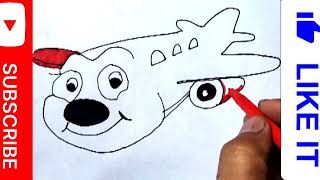 Cartoon Airplane Drawing Painting amp Coloring for kids toddlers  Simple Drawing [upl. by Aretahs]