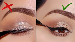 How to apply EYELINER over glitter makeup 2 ways [upl. by Petey]