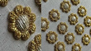 All over embroidery pattern for dress easy zardosi flower tutorial rabiaahmed [upl. by Alo]