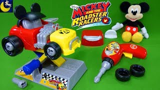 Mickey and the Roadster Racers Custom Car Kit Take Apart and Building Race Cars Minnie Daisy Toys [upl. by Bernarr]