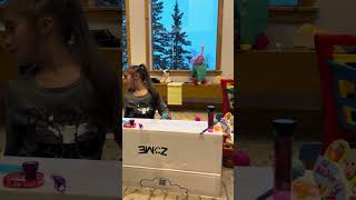 CUTE Baby Girl Unboxes Her NEW Power Pony from Zume Fun Ride on Interactive Toy Pony unboxing [upl. by Yesima283]