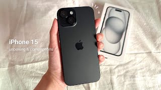 iPhone 15 aesthetic unboxing  same as iPhone 14 pro cameras comparison new iOS 17 features [upl. by Hortense567]