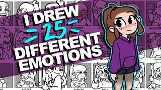 I drew 25 DIFFERENT EXPRESSIONS Woo  25 Expressions Challenge  DrawingWiffWaffles [upl. by Torrey]