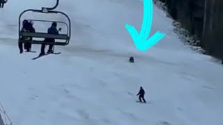 Bear chase a skier down a slope in predeal Romania [upl. by Churchill]