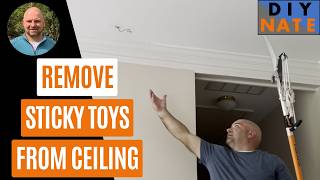 2 Ways to Remove Sticky Toys from High Ceiling Getting Items Stuck to Ceiling Down  by DIYNate [upl. by Lainahtan746]