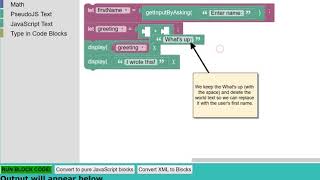 BlocklyText2Code Introduction 4 Input and Text Concatenation [upl. by Nauqed]