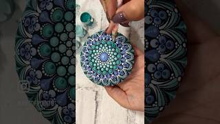 Mandala Stone 💙💚🎨painting mandala dotart satisfying art diy artist dotpainting acrylic [upl. by Enirbas]