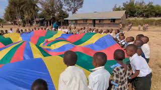 Playing parachute games with the Nursery and Reception children4 [upl. by Ganley]