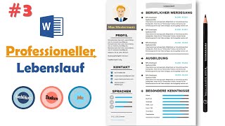 Professioneller Lebenslauf  Moderner Lebenslauf  Lebenslauf selbst in MS Word erstellen  Nr 3 [upl. by Dleifniw283]