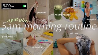 5AM morning routine 🌱 how to change your life become THAT girl productive planning healthy habits [upl. by Ocnarfnaig428]