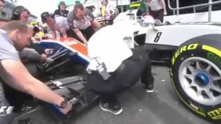 F1 2016 Australian GP Rio Haryanto Romain Grosjean Pit Lane Crash [upl. by Hagan]