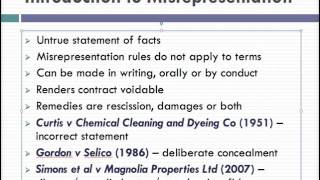 Misrepresentation Lecture 1 of 4 [upl. by Mayworm480]