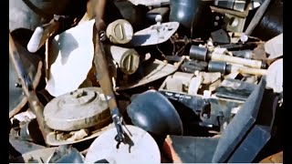 Rare WW2 color footage German soldiers surrender Weapons Equipment Stg44 K98k Stahlhelm in 1945 [upl. by Shiller]