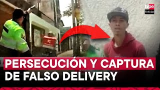 Surco Tras una intensa persecución detienen a falso delivery que robó a una mujer en el distrito [upl. by Luciano]